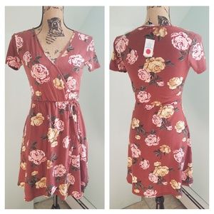 Floral Faux Wrap Mini Dress